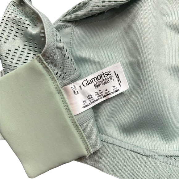 GLAMORISE SPORT no sweat mesh wirefree camo sports bra size 40G mint green NWOT - Picture 4 of 12